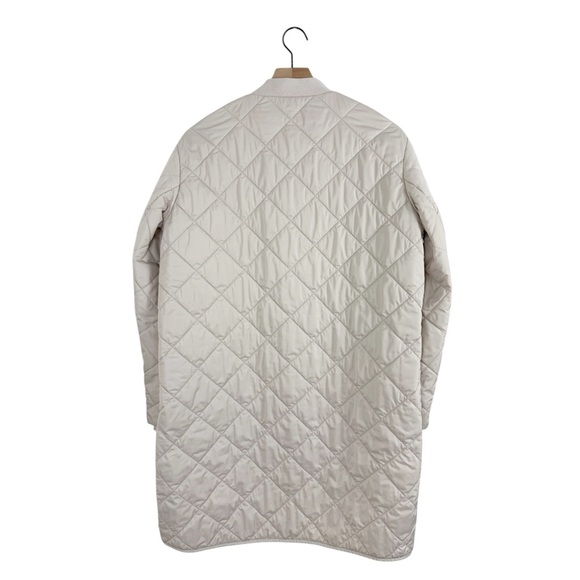 Massimo Dutti Longline Quilted Jacket Cream Sz S - Picture 8 of 14